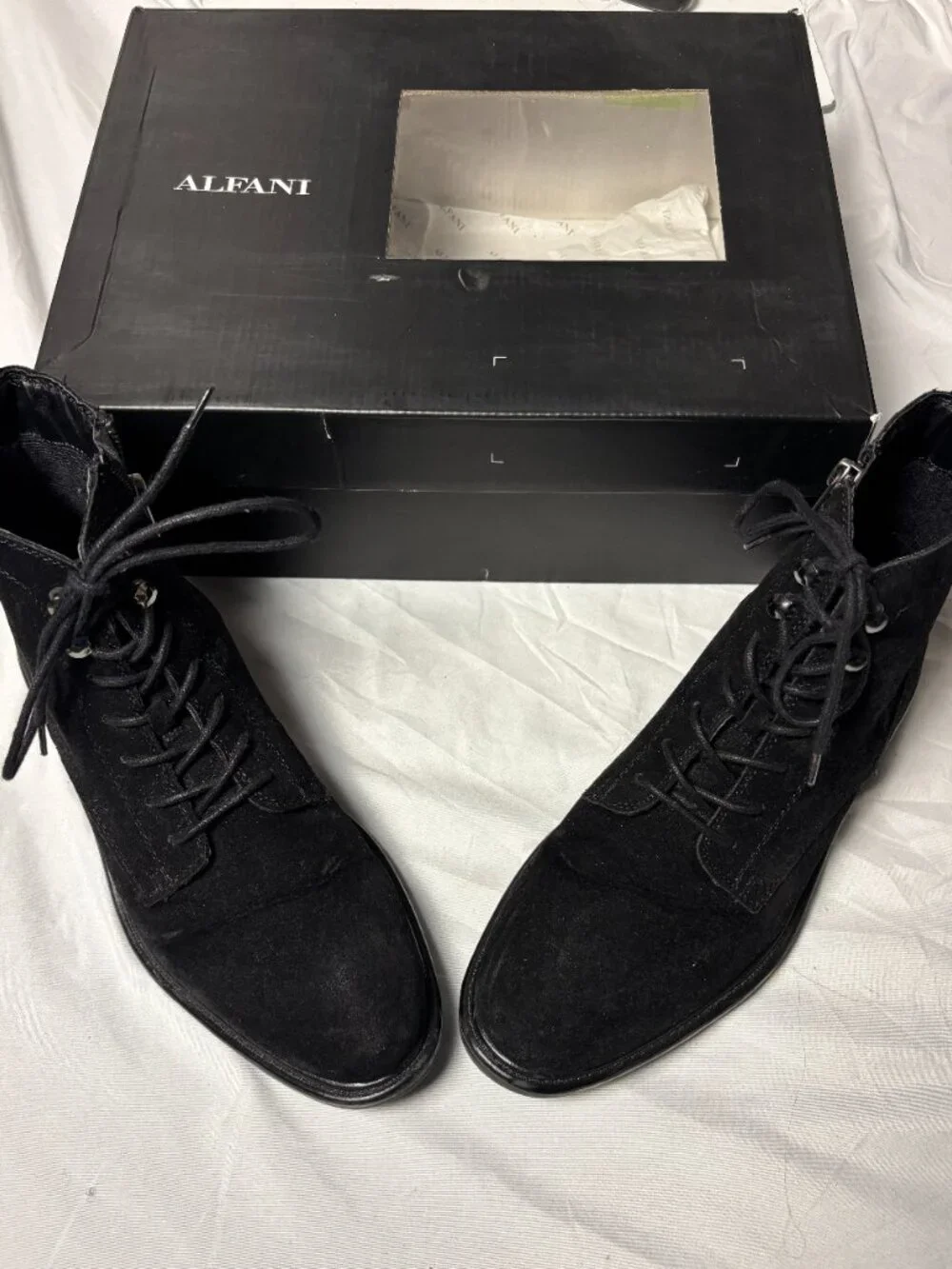 Alfani JoeyBK Black Suede Lace-Up Ankle Boots Men’s Size US 8